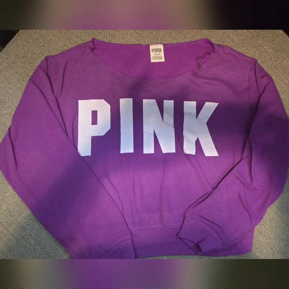 Victoria's Secret Purple Sweater with White Logo - Picture 2 of 2
